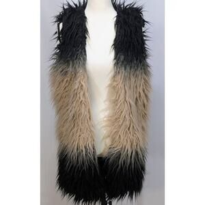 E2 Y2K Ombre‎ Faux Fur Long Vest Festival Statement Size M NWT